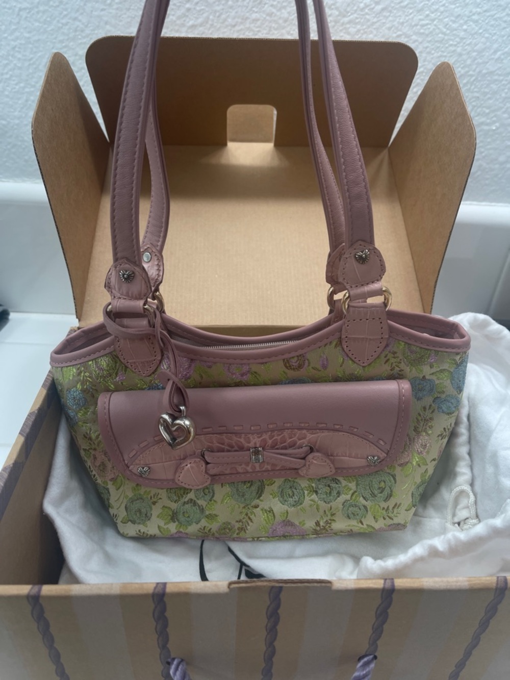 Brighton Chandra Pink Floral Jacquard Satchel